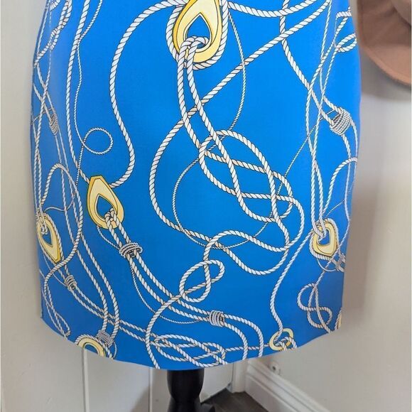 J. McLaughlin Blue Gold White Reversible Nautical Knot Skirt MD Coastal Cowgirl - Picture 4 of 7
